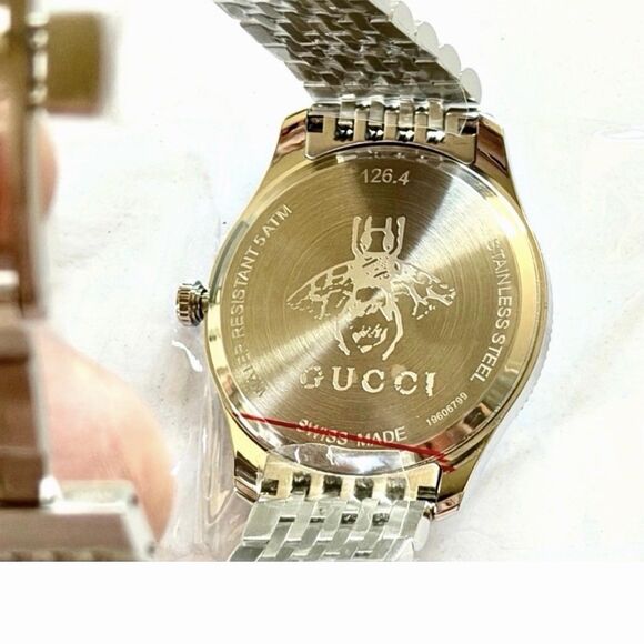 Gucci G-Timeless YA1264153 Silver Bee Motif 36mm Unisex Watch NEW With Box main image 4